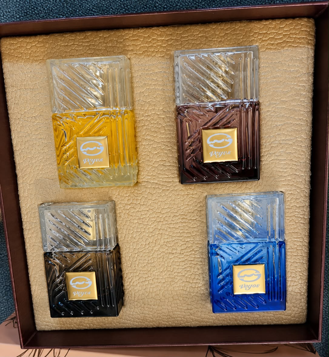 Gift box perfume bottle close-up